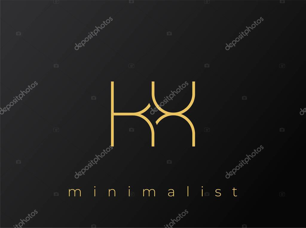 KX Minimalist Logo with Interlocking Shapes on Solid Black Background. A clean and modern minimalist logo design.