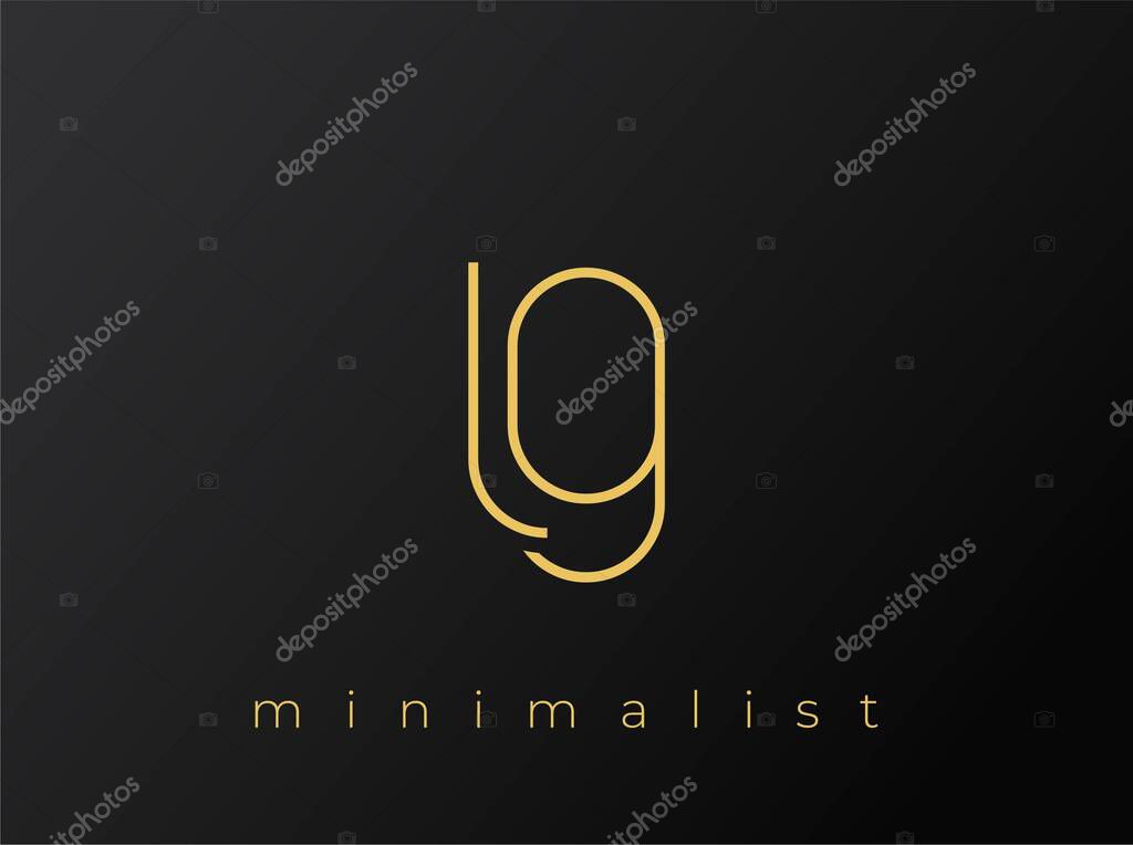 LG Minimalist Logo with Interlocking Shapes on Solid Black Background. A clean and modern minimalist logo design.