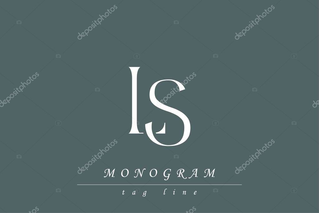 LS Initials Stylized Monogram Design Featuring Intertwined. Artistic representation of monogram initials creatively arranged and displayed.