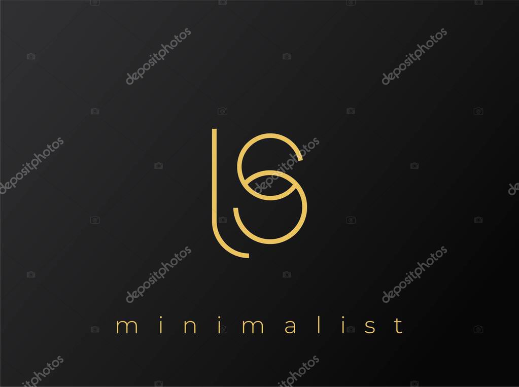 LS Minimalist Logo with Interlocking Shapes on Solid Black Background. A clean and modern minimalist logo design.