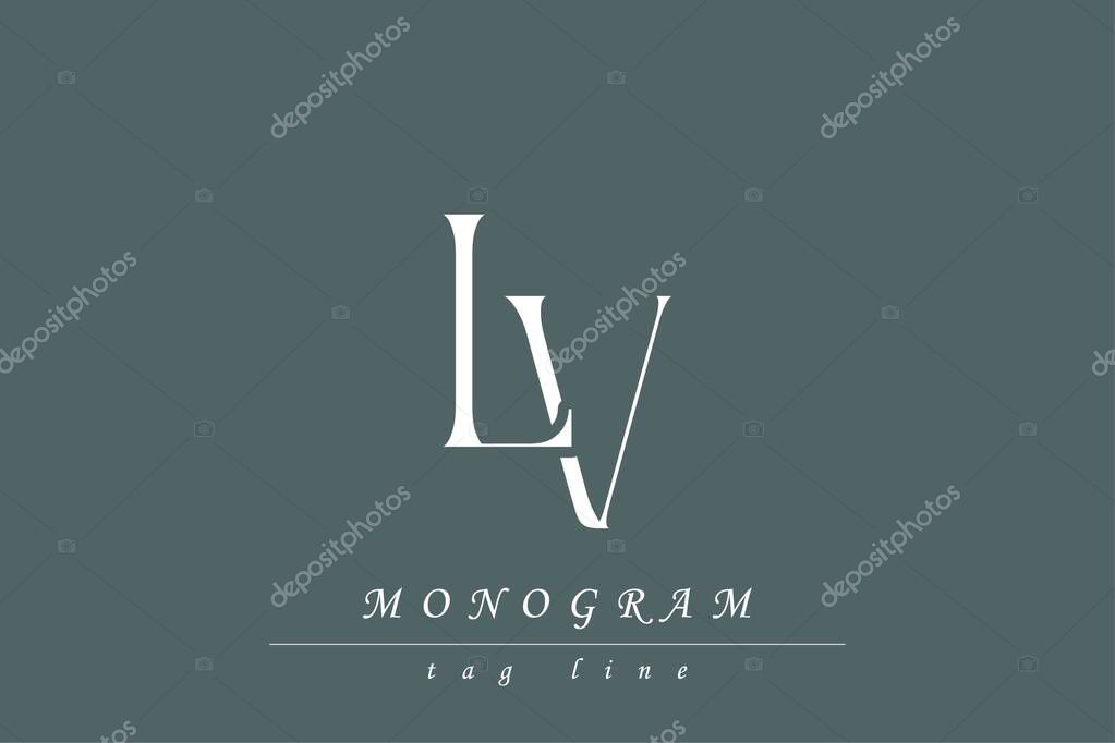 LV Initials Stylized Monogram Design Featuring Intertwined. Artistic representation of monogram initials creatively arranged and displayed.