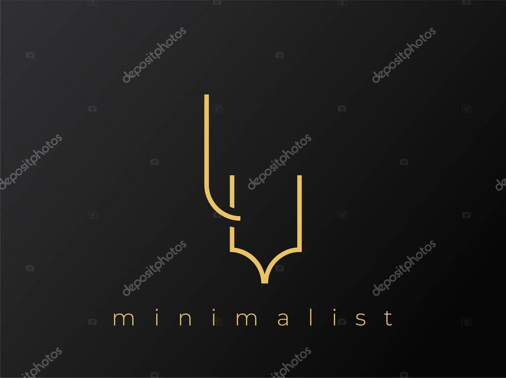 LV Minimalist Logo with Interlocking Shapes on Solid Black Background. A clean and modern minimalist logo design.