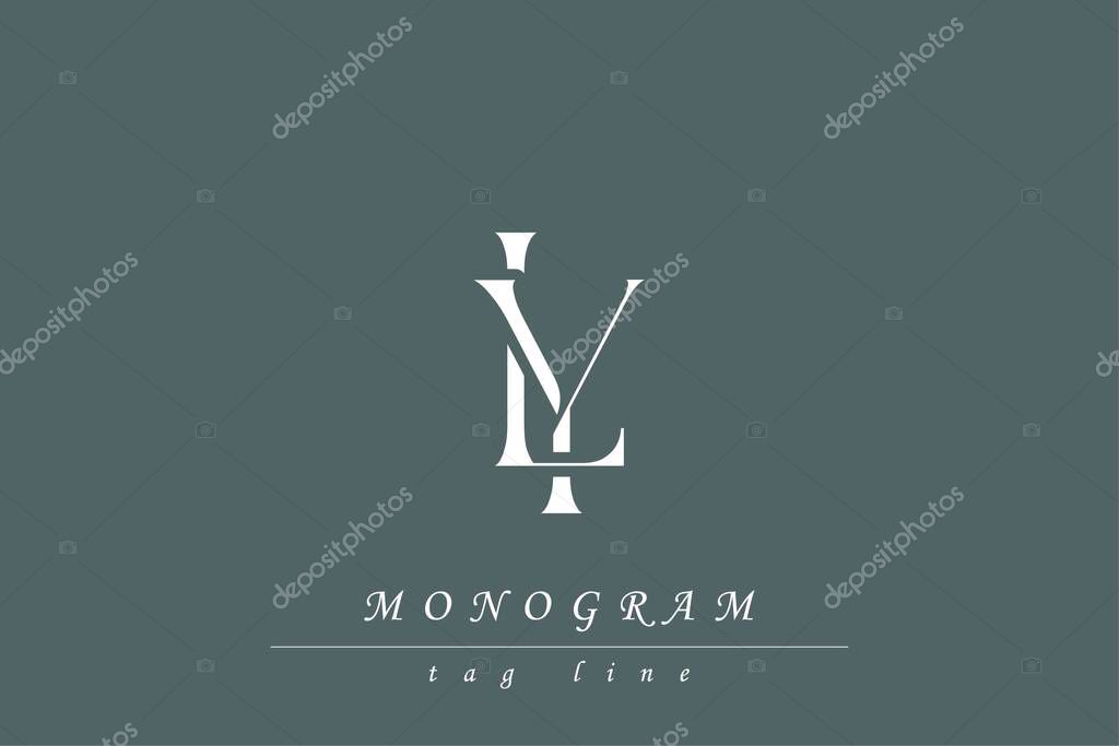 LY Initials Stylized Monogram Design Featuring Intertwined. Artistic representation of monogram initials creatively arranged and displayed.