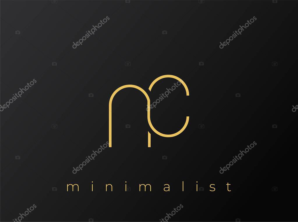 NC Minimalist Logo with Interlocking Shapes on Solid Black Background. A clean and modern minimalist logo design.