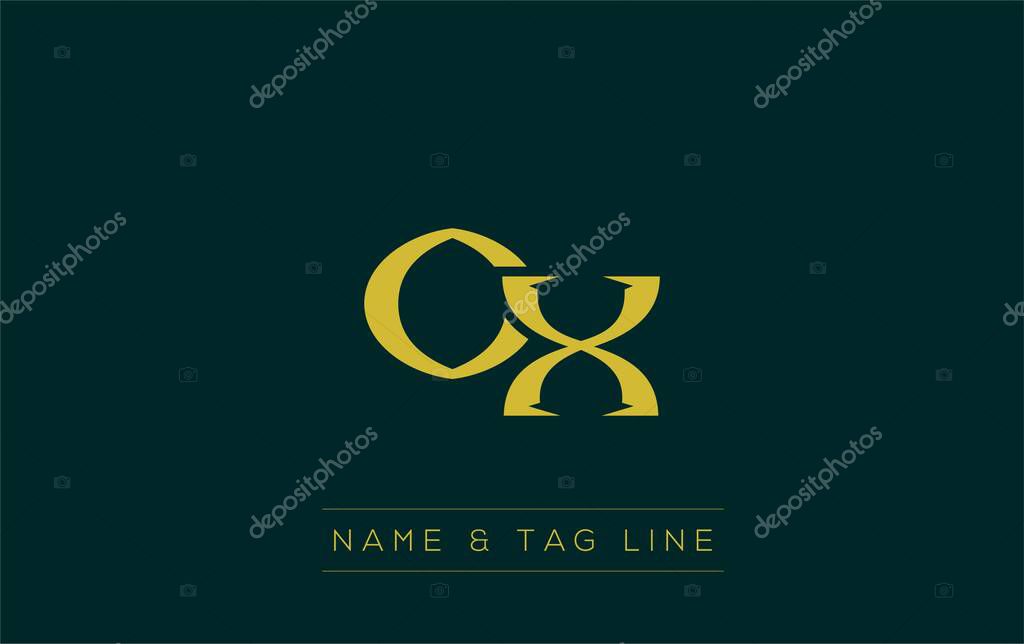 OX logo design. A sophisticated, minimalistic logo design featuring golden stylized typography, perfect for branding concepts emphasizing luxury, professionalism, and contemporary aesthetics.