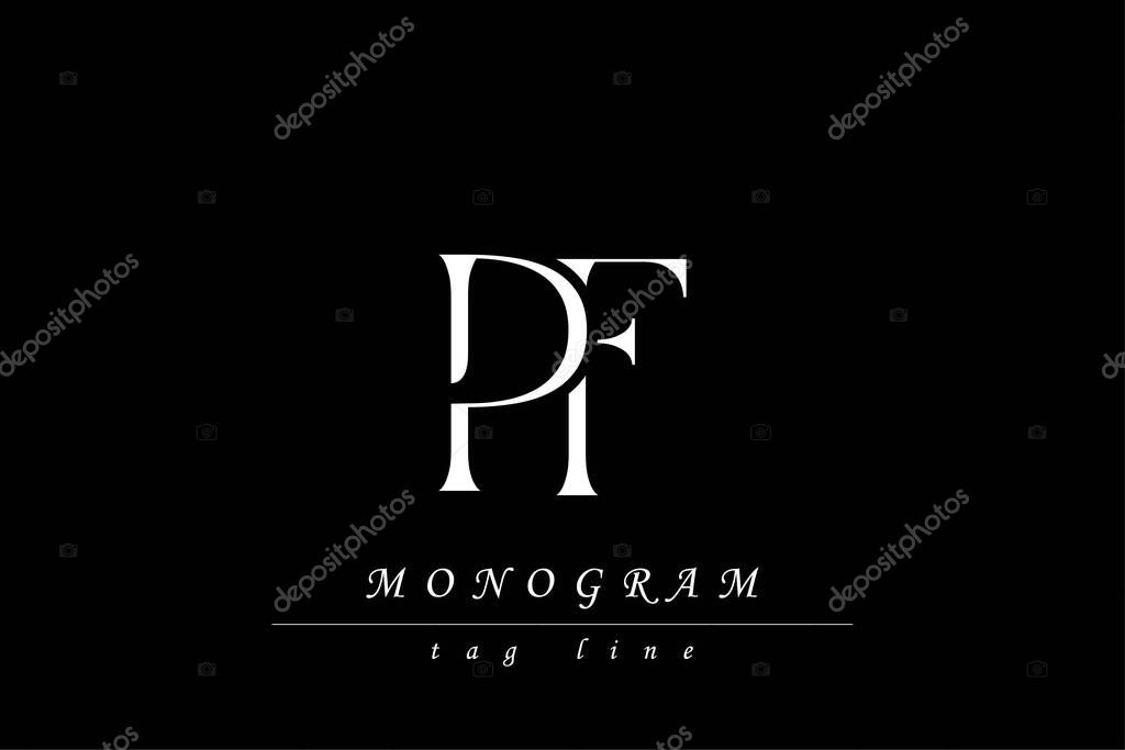 PF Initials Stylized Monogram Design Featuring Intertwined. Artistic representation of monogram initials creatively arranged and displayed.