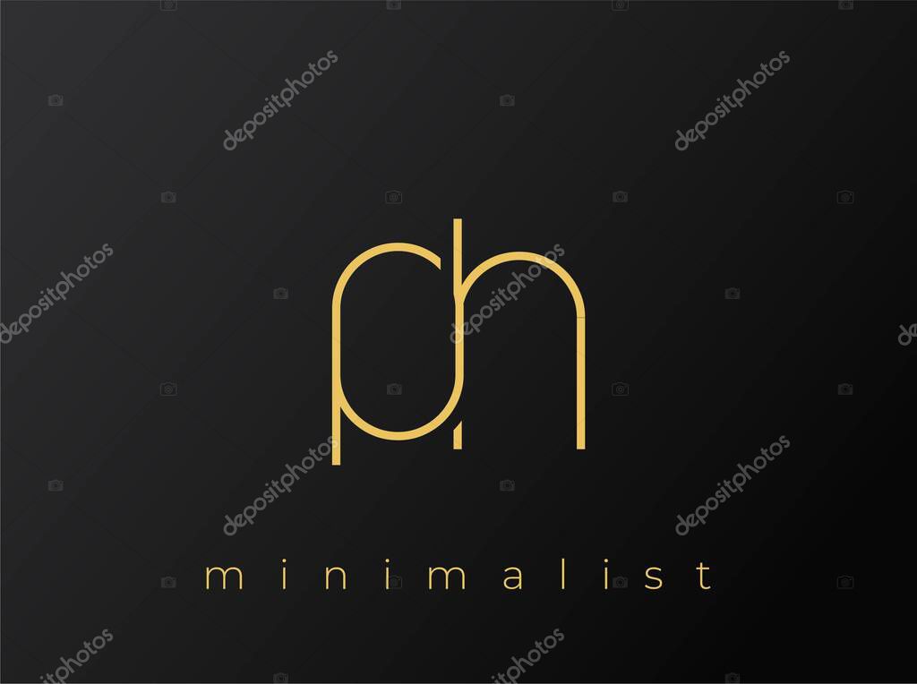 PH Minimalist Logo with Interlocking Shapes on Solid Black Background. A clean and modern minimalist logo design.