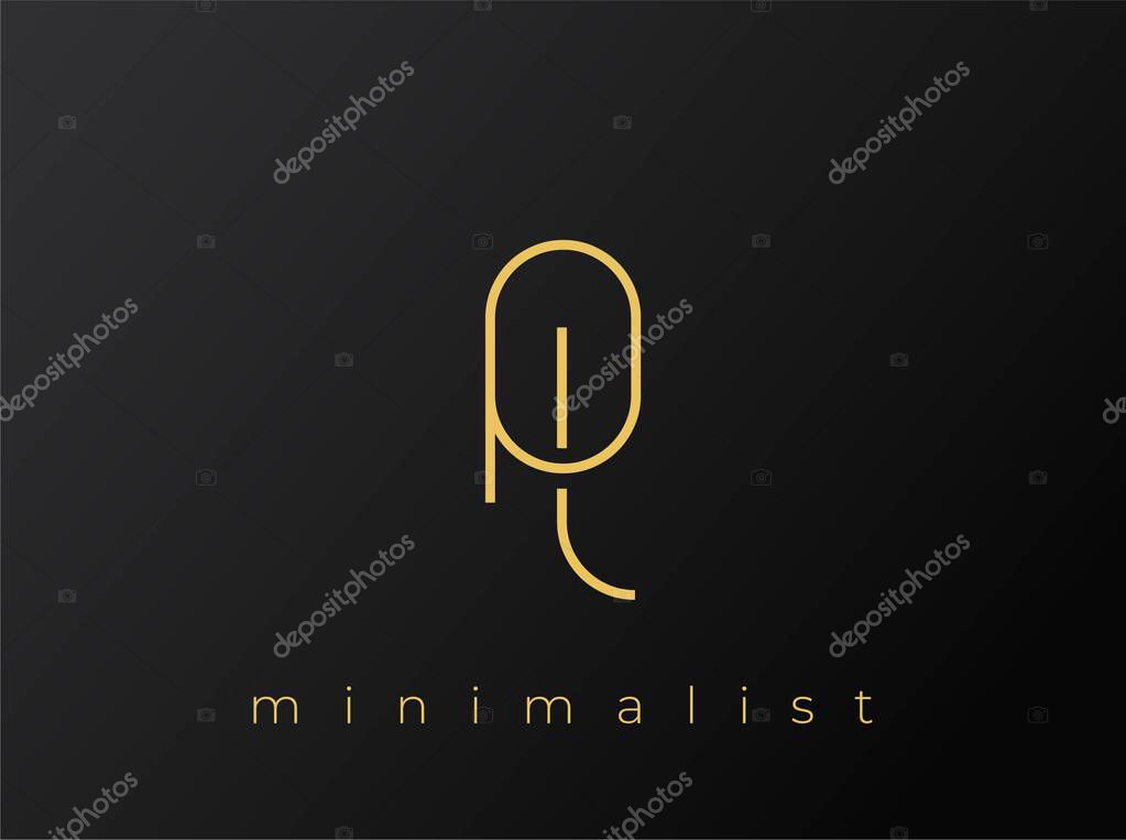 PL Minimalist Logo with Interlocking Shapes on Solid Black Background. A clean and modern minimalist logo design.
