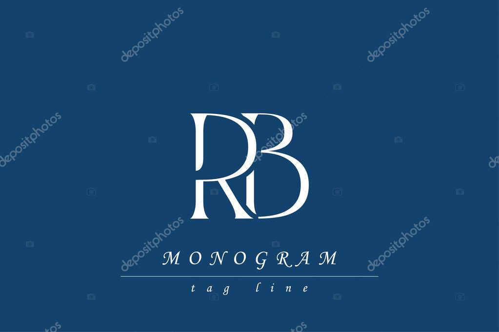 RB Initials Stylized Monogram Design Featuring Intertwined. Artistic representation of monogram initials creatively arranged and displayed.