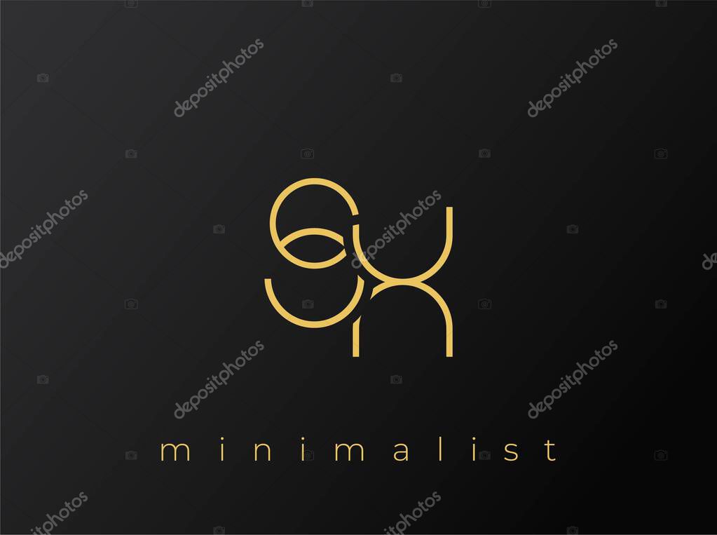 SX Minimalist Logo with Interlocking Shapes on Solid Black Background. A clean and modern minimalist logo design.