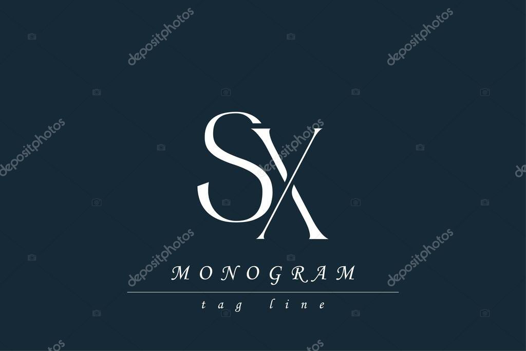 SX Initials Stylized Monogram Design Featuring Intertwined. Artistic representation of monogram initials creatively arranged and displayed.