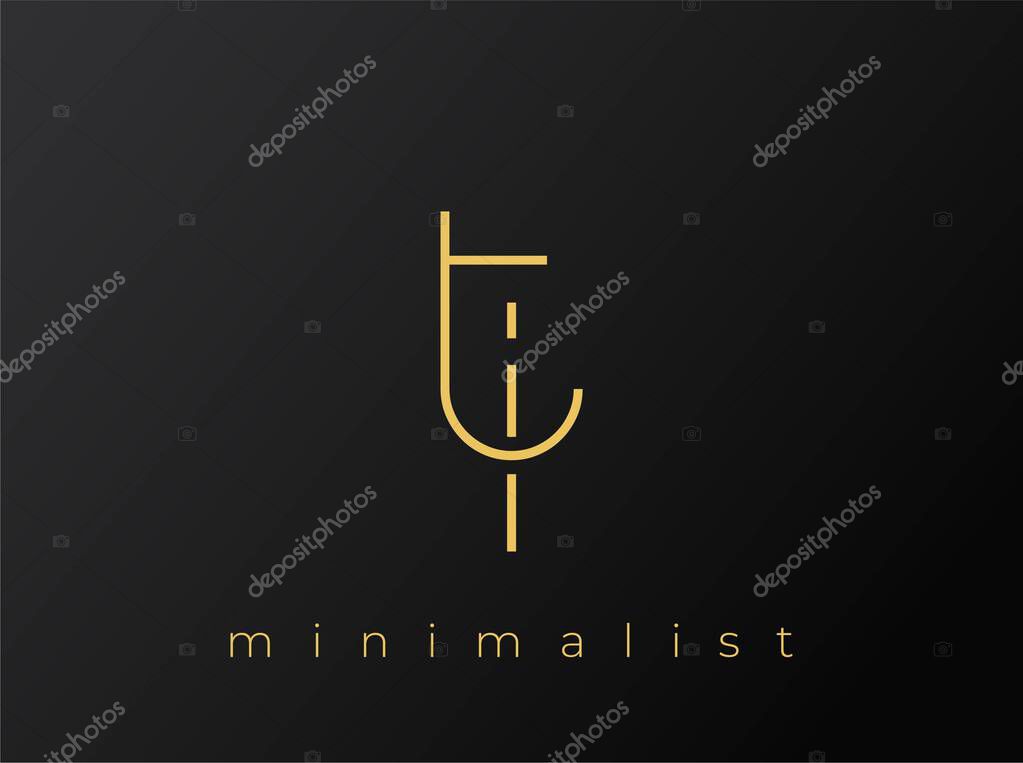 TI Minimalist Logo with Interlocking Shapes on Solid Black Background. A clean and modern minimalist logo design.