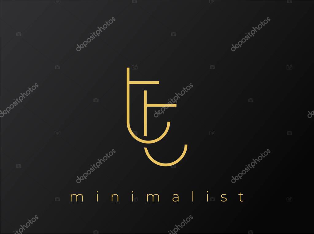 TT Minimalist Logo with Interlocking Shapes on Solid Black Background. A clean and modern minimalist logo design.