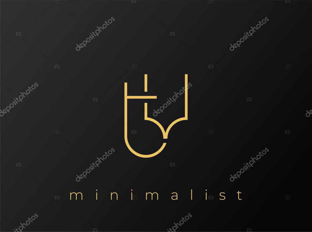 TV Minimalist Logo with Interlocking Shapes on Solid Black Background. A clean and modern minimalist logo design.