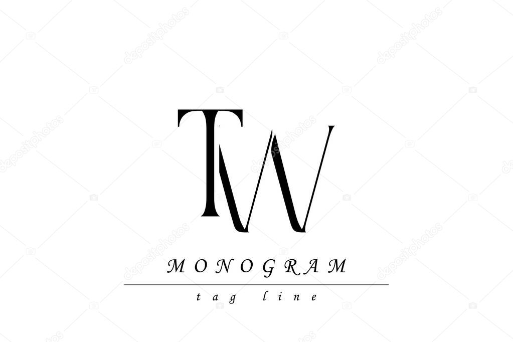 TW Initials Stylized Monogram Design Featuring Intertwined. Artistic representation of monogram initials creatively arranged and displayed.