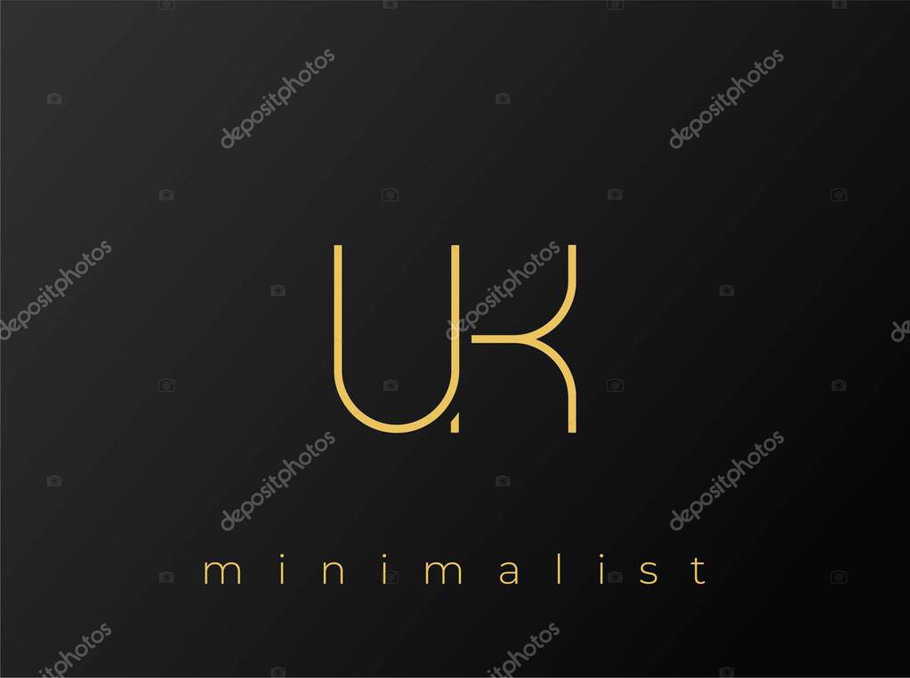 UK Minimalist Logo with Interlocking Shapes on Solid Black Background. A clean and modern minimalist logo design.