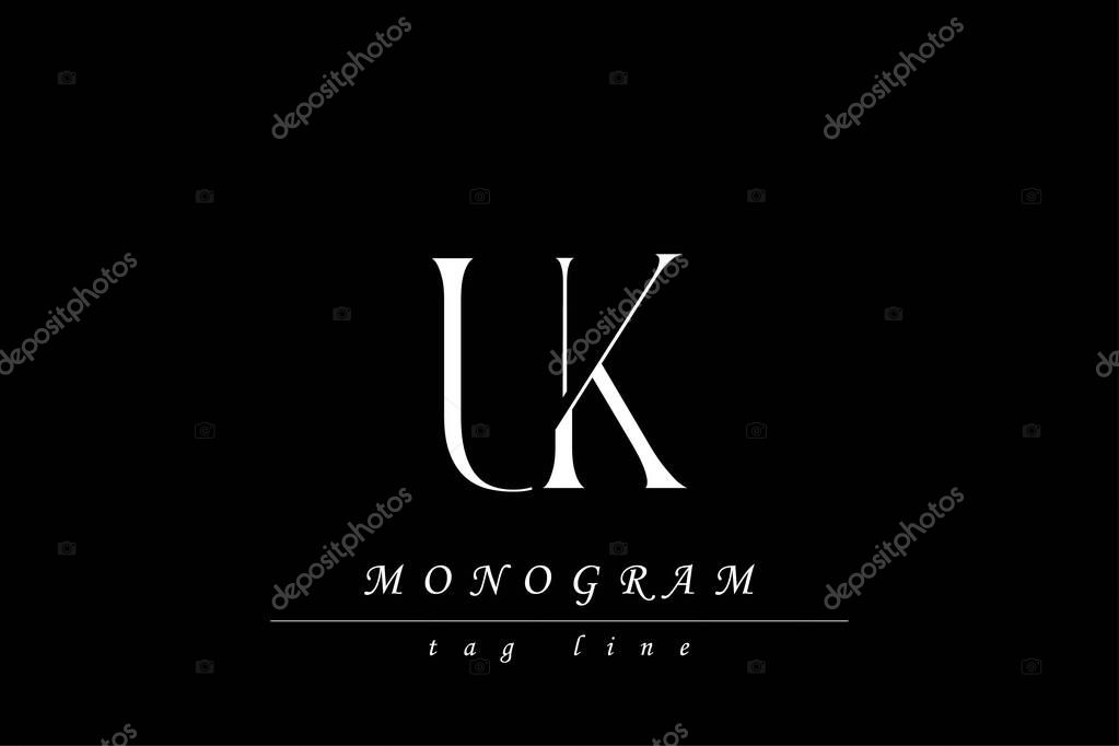 UK Initials Stylized Monogram Design Featuring Intertwined. Artistic representation of monogram initials creatively arranged and displayed.