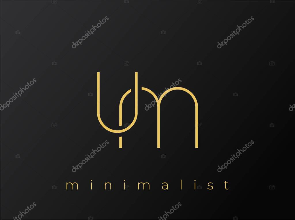 UM Minimalist Logo with Interlocking Shapes on Solid Black Background. A clean and modern minimalist logo design.