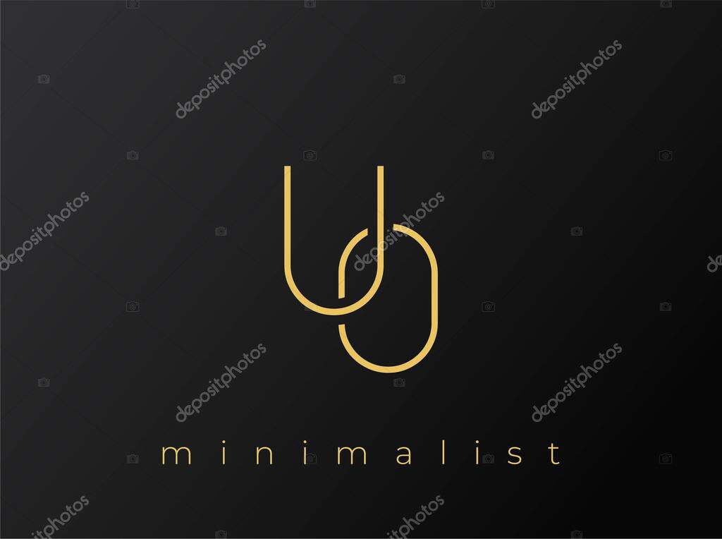 UO Minimalist Logo with Interlocking Shapes on Solid Black Background. A clean and modern minimalist logo design.