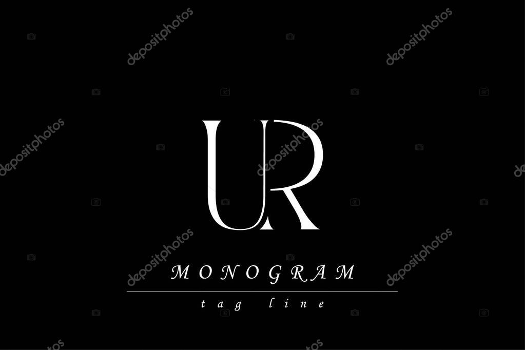 UR Initials Stylized Monogram Design Featuring Intertwined. Artistic representation of monogram initials creatively arranged and displayed.