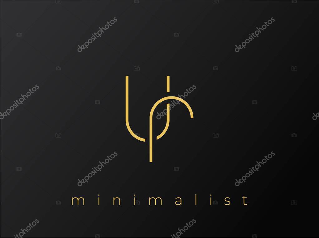 UR Minimalist Logo with Interlocking Shapes on Solid Black Background. A clean and modern minimalist logo design.