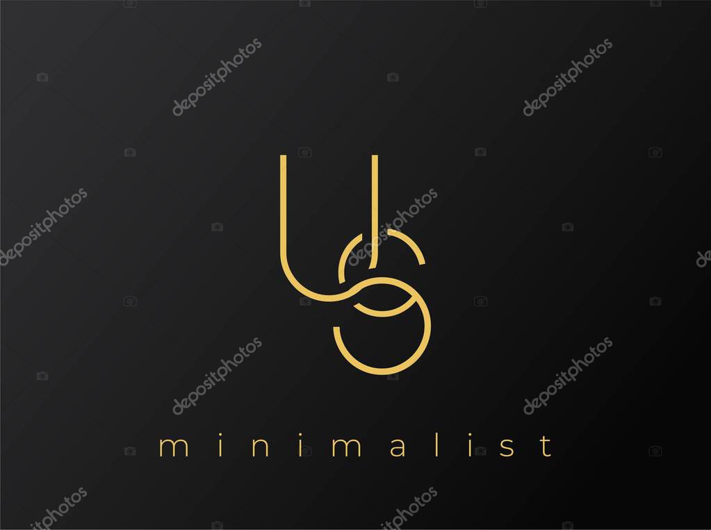 US Minimalist Logo with Interlocking Shapes on Solid Black Background. A clean and modern minimalist logo design.