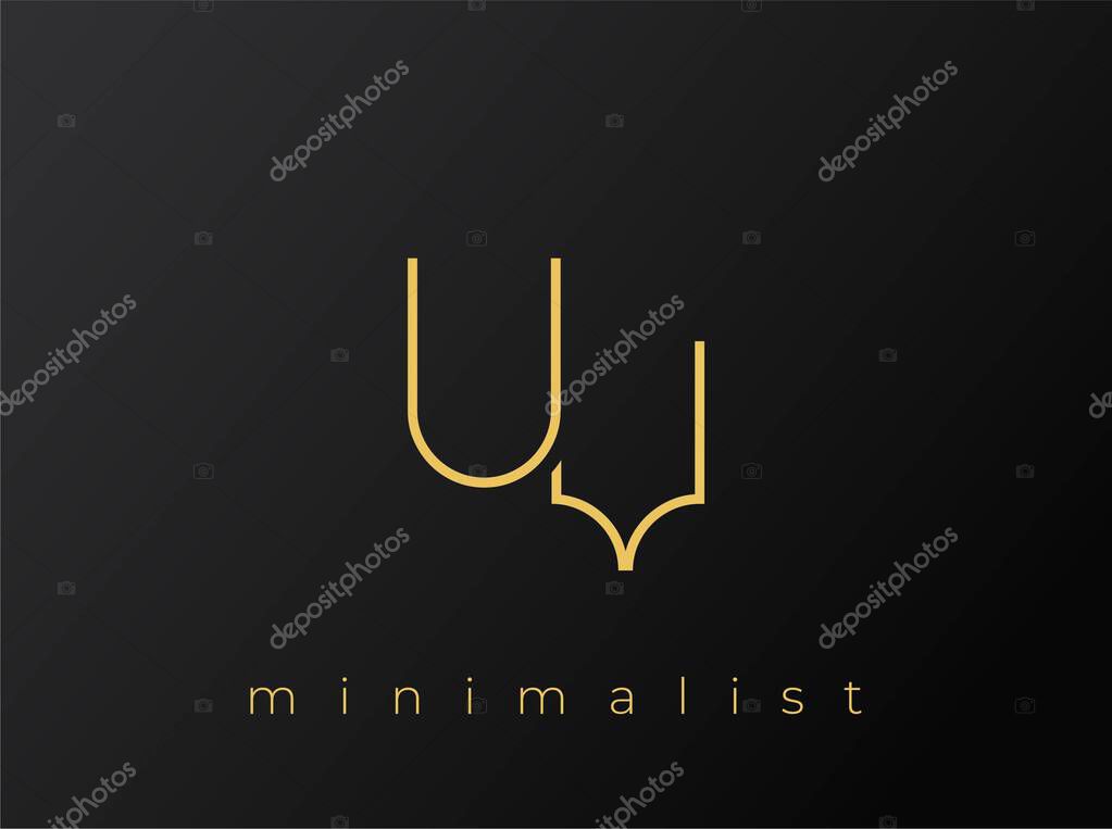 UV Minimalist Logo with Interlocking Shapes on Solid Black Background. A clean and modern minimalist logo design.