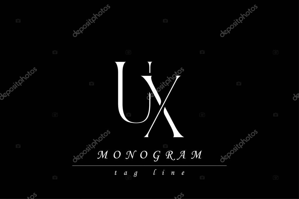 UX Initials Stylized Monogram Design Featuring Intertwined. Artistic representation of monogram initials creatively arranged and displayed.
