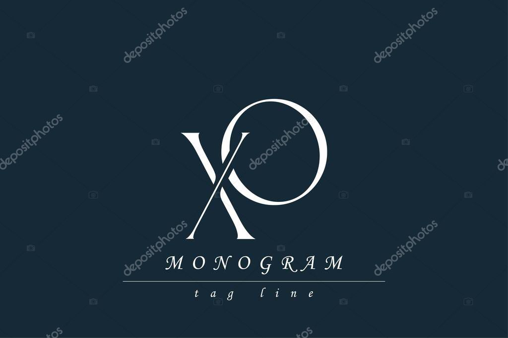 XO Initials Stylized Monogram Design Featuring Intertwined. Artistic representation of monogram initials creatively arranged and displayed.