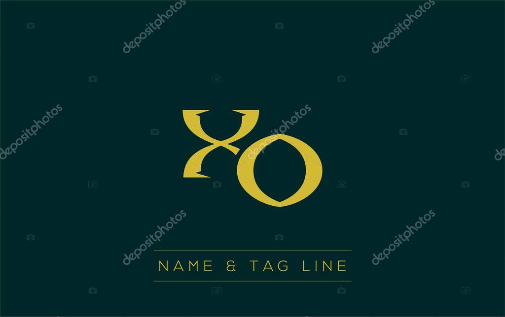 XO logo design. A sophisticated, minimalistic logo design featuring golden stylized typography, perfect for branding concepts emphasizing luxury, professionalism, and contemporary aesthetics.