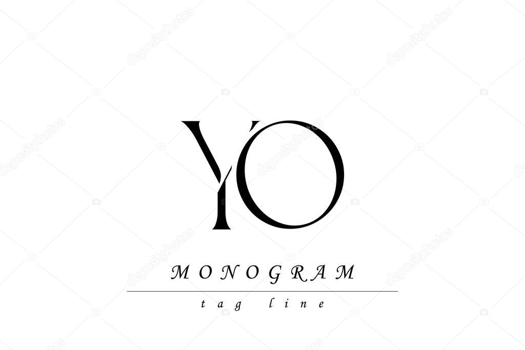 YO Initials Stylized Monogram Design Featuring Intertwined. Artistic representation of monogram initials creatively arranged and displayed.
