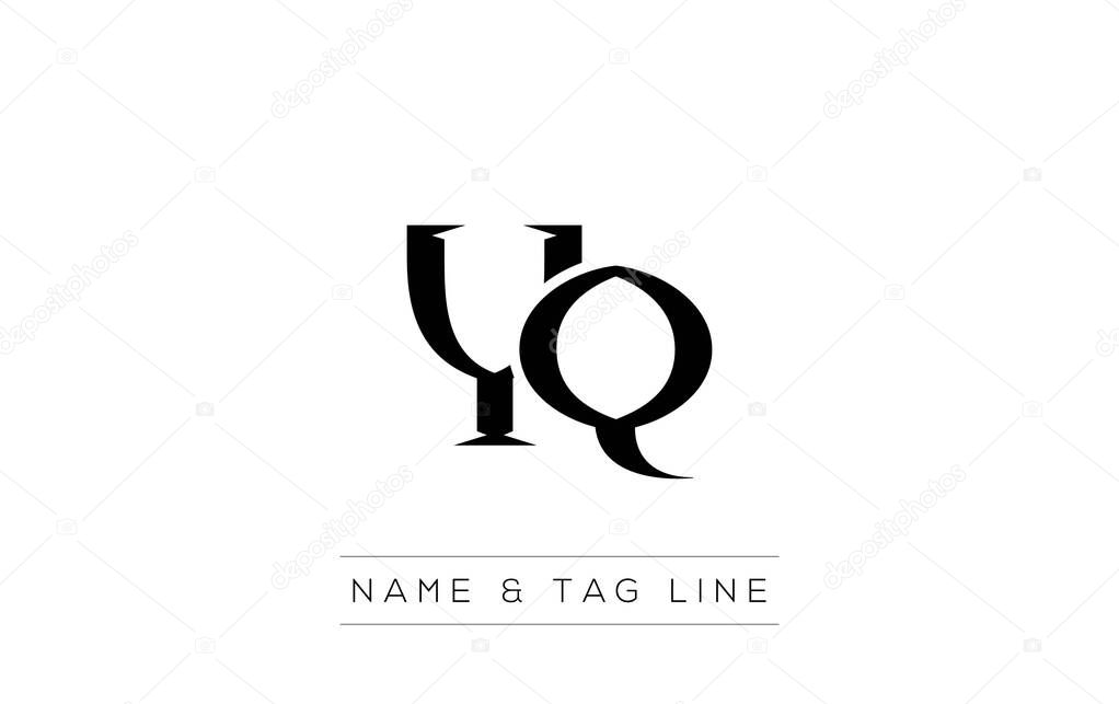 YQ logo design. A sophisticated, minimalistic logo design featuring golden stylized typography, perfect for branding concepts emphasizing luxury, professionalism, and contemporary aesthetics.
