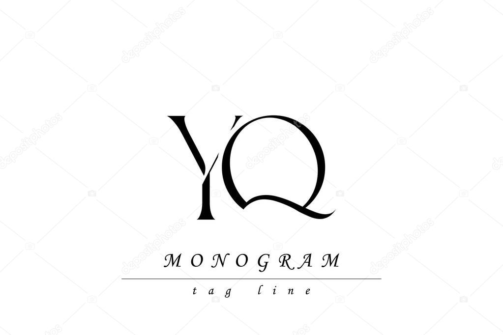 YQ Initials Stylized Monogram Design Featuring Intertwined. Artistic representation of monogram initials creatively arranged and displayed.