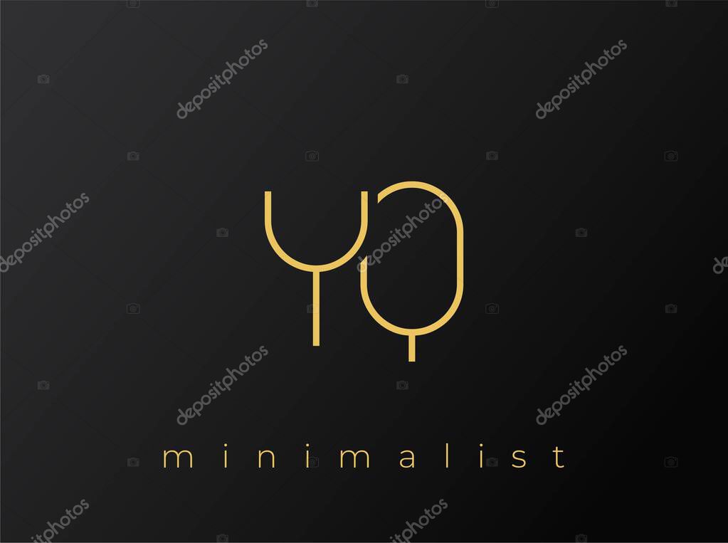 YQ Minimalist Logo with Interlocking Shapes on Solid Black Background. A clean and modern minimalist logo design.