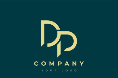 DP Modern Altın Logo. Bu modern ve zarif logo, A ve B harflerini stilize edilmiş, minimalist bir biçimde birleştiren zarif bir monogram tasarımı içeriyor. Lükse boyanmış altın renginde, deniz mavisi arkaplanına karşı.