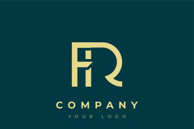 FR Modern Altın Logo. Bu modern ve zarif logo, A ve B harflerini stilize edilmiş, minimalist bir biçimde birleştiren zarif bir monogram tasarımı içeriyor. Lükse boyanmış altın renginde, deniz mavisi arkaplanına karşı.