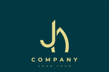 JA Modern Altın Logo. Bu modern ve zarif logo, A ve B harflerini stilize edilmiş, minimalist bir biçimde birleştiren zarif bir monogram tasarımı içeriyor. Lükse boyanmış altın renginde, deniz mavisi arkaplanına karşı.