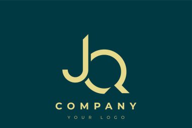 JQ Modern Altın Logo. Bu modern ve zarif logo, A ve B harflerini stilize edilmiş, minimalist bir biçimde birleştiren zarif bir monogram tasarımı içeriyor. Lükse boyanmış altın renginde, deniz mavisi arkaplanına karşı.