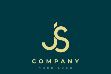 JS Modern Altın Logo. Bu modern ve zarif logo, A ve B harflerini stilize edilmiş, minimalist bir biçimde birleştiren zarif bir monogram tasarımı içeriyor. Lükse boyanmış altın renginde, deniz mavisi arkaplanına karşı.