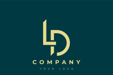 LD Modern Golden Logo. This modern and elegant logo features a sleek monogram design combining the letters A and B in a stylized, minimalist form. Rendered in a luxurious gold color against a deep teal background.
