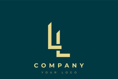 LL Modern Golden Logo. This modern and elegant logo features a sleek monogram design combining the letters A and B in a stylized, minimalist form. Rendered in a luxurious gold color against a deep teal background.