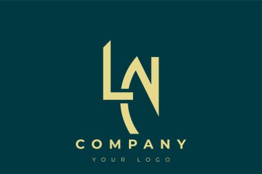 LN Modern Golden Logo. This modern and elegant logo features a sleek monogram design combining the letters A and B in a stylized, minimalist form. Rendered in a luxurious gold color against a deep teal background.