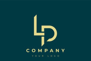 LP Modern Golden Logo. This modern and elegant logo features a sleek monogram design combining the letters A and B in a stylized, minimalist form. Rendered in a luxurious gold color against a deep teal background.