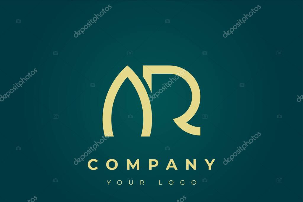 AR Modern Golden Logo. This modern and elegant logo features a sleek monogram design combining the letters A and B in a stylized, minimalist form. Rendered in a luxurious gold color against a deep teal background.