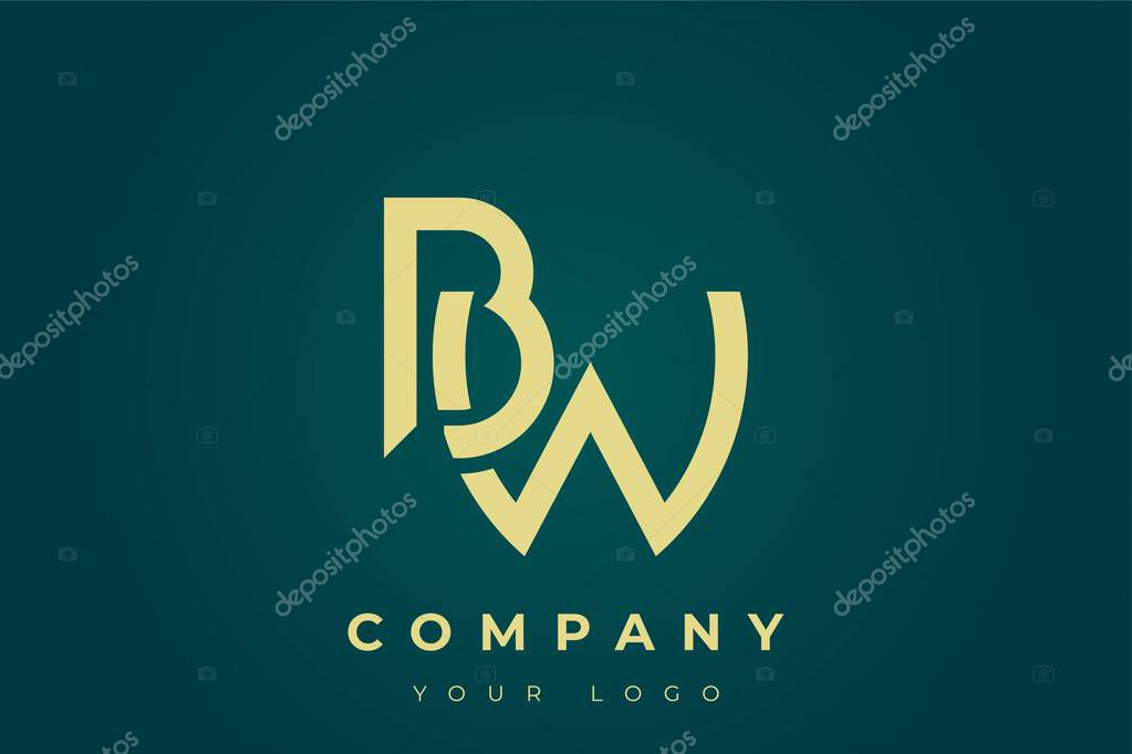 BW Modern Golden Logo. This modern and elegant logo features a sleek monogram design combining the letters A and B in a stylized, minimalist form. Rendered in a luxurious gold color against a deep teal background.