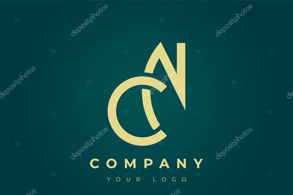 CN Modern Golden Logo. This modern and elegant logo features a sleek monogram design combining the letters A and B in a stylized, minimalist form. Rendered in a luxurious gold color against a deep teal background.