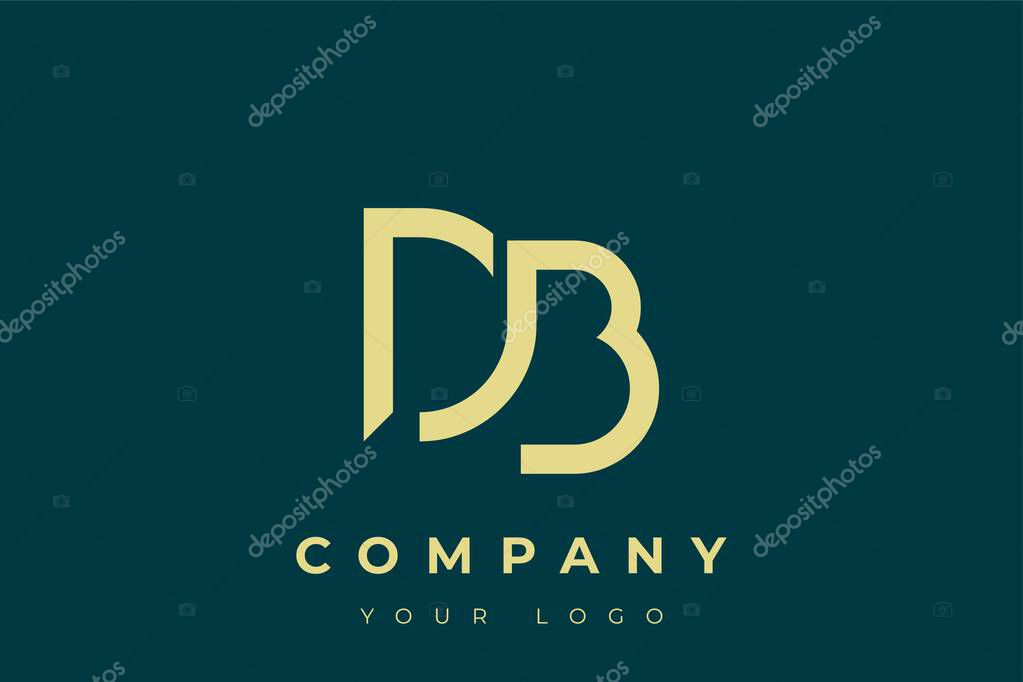 DB Modern Golden Logo. This modern and elegant logo features a sleek monogram design combining the letters A and B in a stylized, minimalist form. Rendered in a luxurious gold color against a deep teal background.