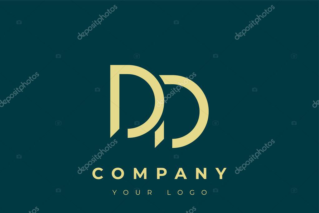 DD Modern Golden Logo. This modern and elegant logo features a sleek monogram design combining the letters A and B in a stylized, minimalist form. Rendered in a luxurious gold color against a deep teal background.
