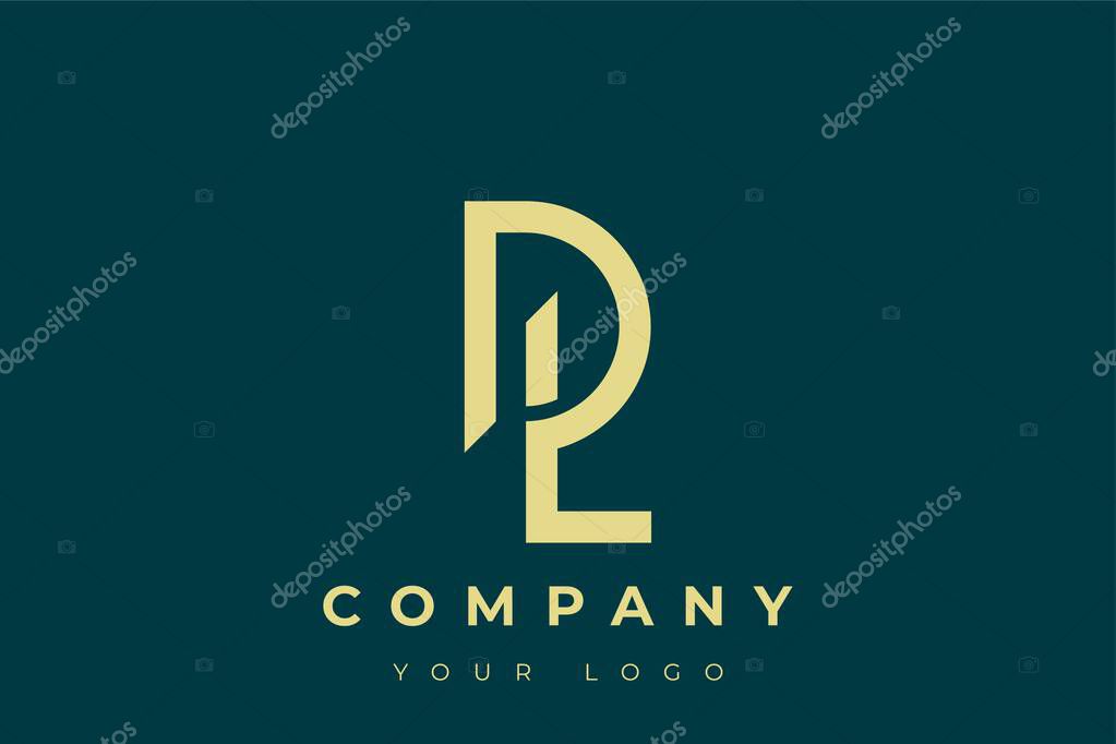 DL Modern Golden Logo. This modern and elegant logo features a sleek monogram design combining the letters A and B in a stylized, minimalist form. Rendered in a luxurious gold color against a deep teal background.