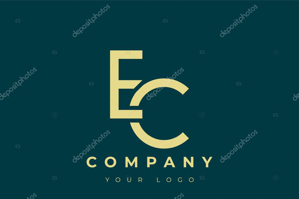 EC Modern Golden Logo. This modern and elegant logo features a sleek monogram design combining the letters A and B in a stylized, minimalist form. Rendered in a luxurious gold color against a deep teal background.